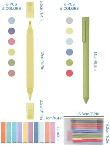 NiArt 14 Textmarker Pastell Set, Morandi Farben & Aesthetic Bible Marker & Für Journalisten