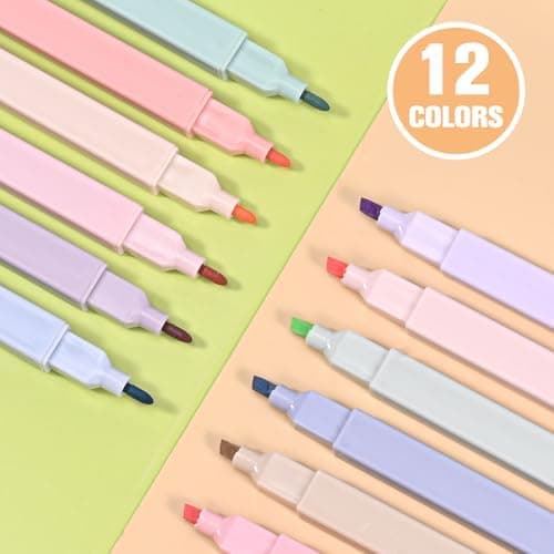 12 Stück Pastell Textmarker für Kinder: Leicht verwendbar und sicher im Haus
| Flexibel Spitzen Textmarker 12 Stück: Fa