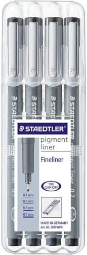 Staedtler Fineliner Schwarz, Set mit 6 Linienbreiten, hohe Qualität, Dokumentenecht, Montage, 308 SB6P
| Staedtler Pigm
