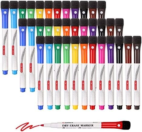 ComixMagnetschreibstifte Fine Tipp Wite Clean Spiegelmarkern Low Duft 36 Pack 12 Farben Kinder Lehrer