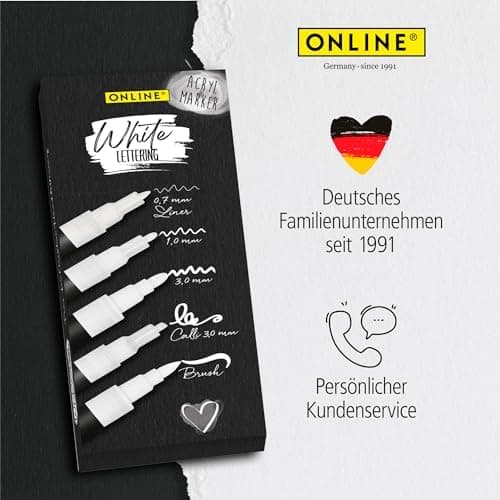 Online 5x Fineliner Schwarz wasserbeständig | mit Brush Pen und Kalligrafie-Spitze | Black Handlettering-Set | Tuschesti