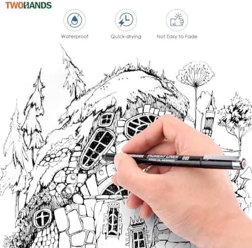 TWOHANDS Micro Fineliner Stifte 12 Farben, 0.25mm Ultrafeine Spitze, Wasserfest, für Künstler und Illustratoren, perfekt