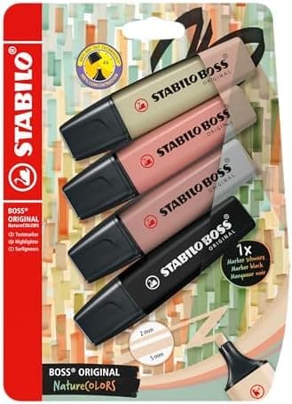 STABILO Textmarker BOSS ORIGINAL NatureCOLORS - 6er Pack - Farbige Markierer für Künstler und Designern - Dickes Marker