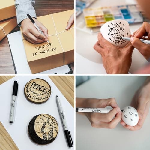 YISAN Schwarz Permanent Marker, dünn, für Kunststoff, Stein, Glas, Metall - 150 Stück - feine Spitze - Permanenttinte 71