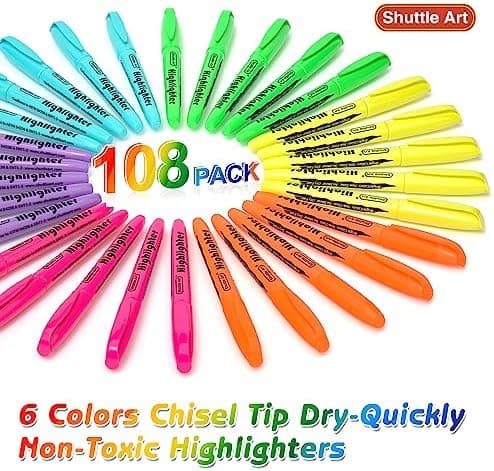Shuttle Art Textmarker, 30 Stifte, Grün, schnell trocknender, ungiftiger, fluoreszierender Markierer für Erwachsene und