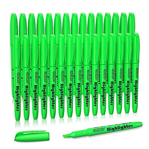 Shuttle Art Textmarker, 30 Stifte, Grün, schnell trocknender, ungiftiger, fluoreszierender Markierer für Erwachsene und