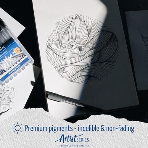 Staedtler Fineliner Schwarz, Set mit 6 Linienbreiten, hohe Qualität, Dokumentenecht, Montage, 308 SB6P
| Staedtler Pigm