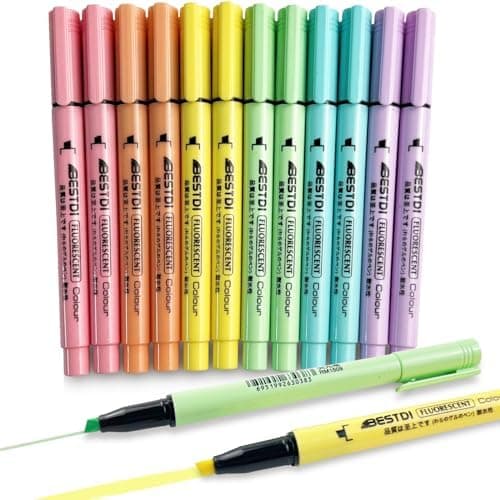 Pastell Set Textmarker 12 Stück leuchtstift No Bleed Highlighter Sehr geeignet für Schulkinder zum Lernen(12er Pack)  
P