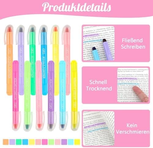 12 Stück Farbige Bibel Marker zum Hervorheben und Markieren, Schnell Trocknend für Schule, Büro und Zuhause
| Schnell T