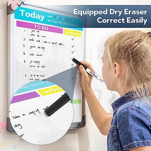 YISAN Magnetische Whiteboard Stifte - Schwarz, extra fein 0,7 mm, abwischbar für professionelle Whiteboard-Notizen 12,70
