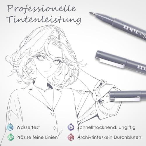 Fineliner Schwarz für Künstler - Wasselfest Zentangle Stifte & Pigment Liner Set (0.03mm-L), 22 Stück
