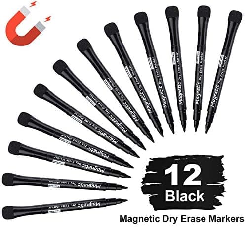 Magnetische Whiteboard Marker Weißwandstifte 12 Stücke Schwarz für Schule und Büro