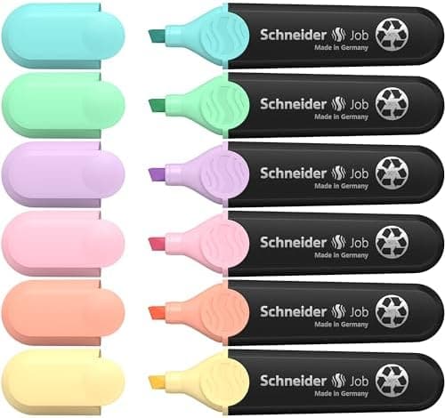 Schneider Job 150 Pastell Textmarker - Nachhaltig produtzte Farstifte für Büro & Schulzwecke, sortiert in helturkis, he