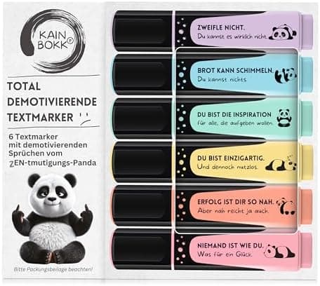 6x Textmarker Pastell - Geschenkbox & Anleitung - Anti Stress - Büro, Schule, Studium, Uni - Perfektes Abschiedsgeschenk