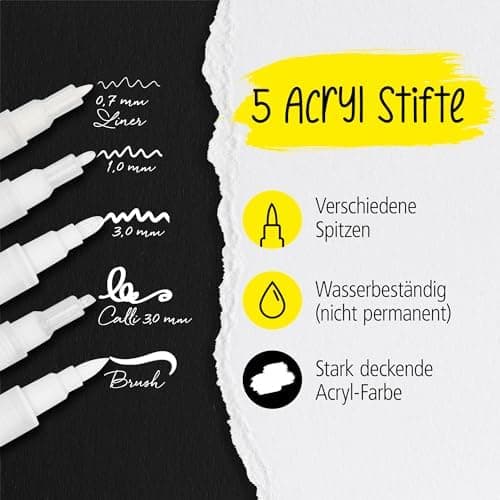 Online 5x Fineliner Schwarz wasserbeständig | mit Brush Pen und Kalligrafie-Spitze | Black Handlettering-Set | Tuschesti