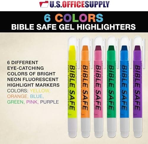 U.S. Office Supply Bibelsichere Gel-Highlighter - 6 Leuchtend Neone Farben - Keine Verschmierteverfärbung oder Eintrockn