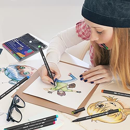 Koilox Fineliner Stifte Set 36 Farben für Zeichnen und Skizzen
| Koilox Fineliner Stifte Set 0,4 mm Spitze für Journali