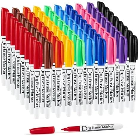 Volcanics Whiteboard Marker Stifte - Rundspitze - Abwischbar - Trocken Rückstandsfrei - Schwarz - 36er Set