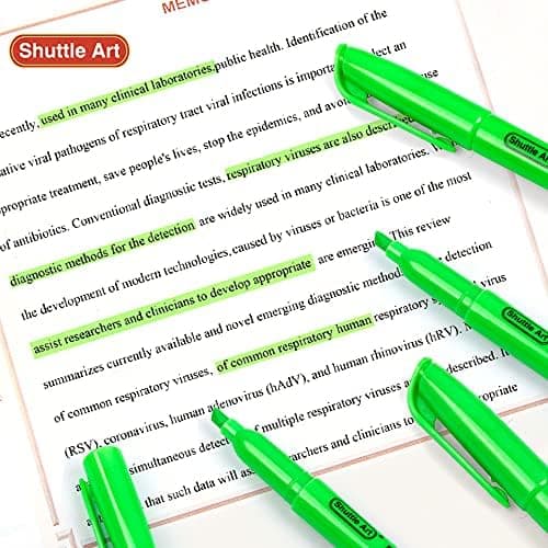 Shuttle Art Textmarker, 30 Stifte, Grün, schnell trocknender, ungiftiger, fluoreszierender Markierer für Erwachsene und