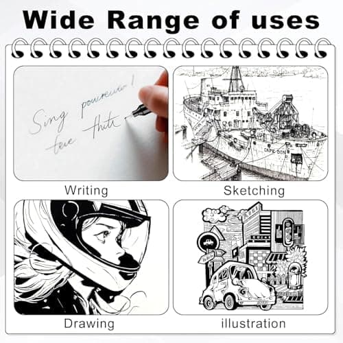Funnasting Fineliner Stifte Set Schwarz für Künstler, Illustration und Technisches Zeichnen - 12 Stück Dual Brush Pen, S
