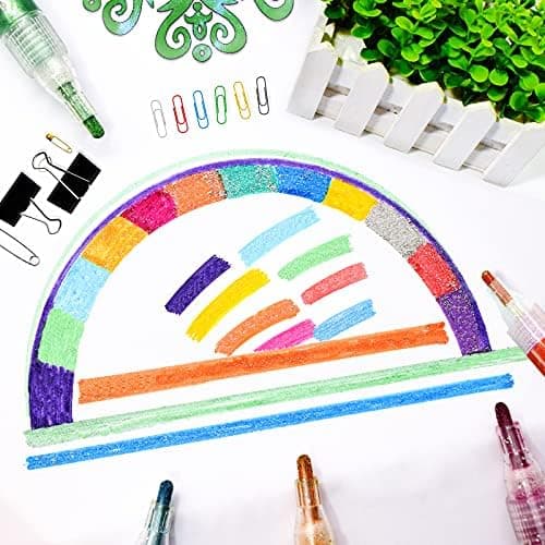 YISAN Glitzerstifte für Geschenkekarte und DIY Fotoalben - 12 Farben Metallic Marker Stifte Set 70429