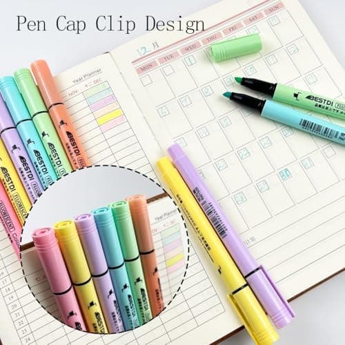 Pastell Set Textmarker 12 Stück leuchtstift No Bleed Highlighter Sehr geeignet für Schulkinder zum Lernen(12er Pack)  
P