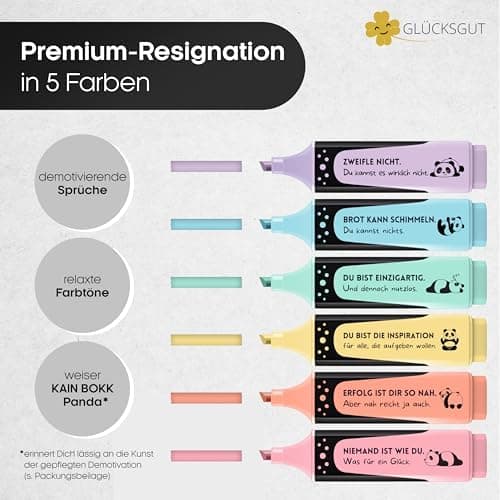 6x Textmarker Pastell - Geschenkbox & Anleitung - Anti Stress - Büro, Schule, Studium, Uni - Perfektes Abschiedsgeschenk
