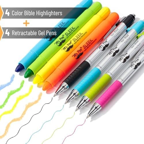 Mr. Pen Bibel-Textmarker und Stifte - keine Ausbluthen, Christliche Geschenke, 8 Stück Set, Gel-Textmarker, Bibel-Tagebu