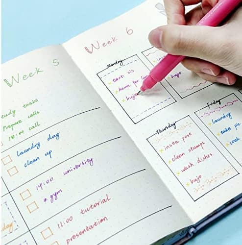 AECHY 12er Set Textmarker für Kreative, Studierende und Kinder - 10 Muster, 12 Farben, feine Linien und Highlighter - Ge