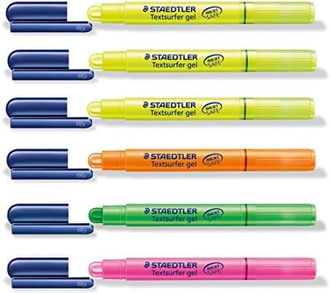 STAEDTLER Textmarker Textsurfer gel | Farbenhaltig | Schueler und Lehrer | Schule und Büro | Langlebhreich | 6 Stifte |