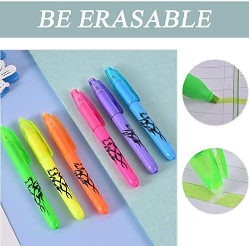 6 Stück Löschbarer Textmarker für Kinder und Erwachsene - Ideal für Schule und Büro - Bibel Marker Stifte - 24 farbig -