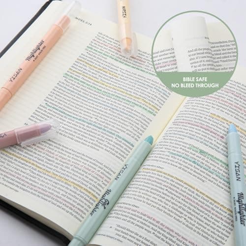 YISAN Pastell Textmarker für Bibel, 8 Farben, Ideal für Christliche Leser, zum Highlighten von Texten, 70627