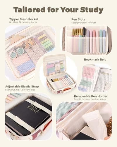 WEMATE 76 Bibelstudienzubehör mit Bibeletui &amp; 15 Textmarkern, perfekt für Bibel Journaling, christliche Geschenke fü