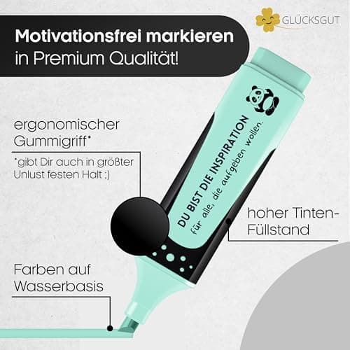 6x Textmarker Pastell - Geschenkbox & Anleitung - Anti Stress - Büro, Schule, Studium, Uni - Perfektes Abschiedsgeschenk