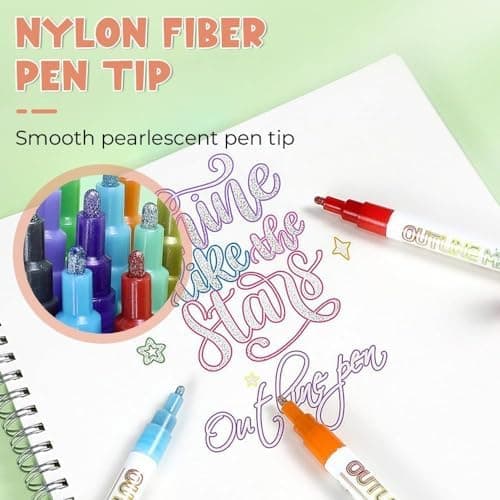 Permanent Paint Marker Stifte Set 12PCS für DIY & Basteln
| 2-in-1 Schimmernde Dual-Line Metallic Marker für Schule & K