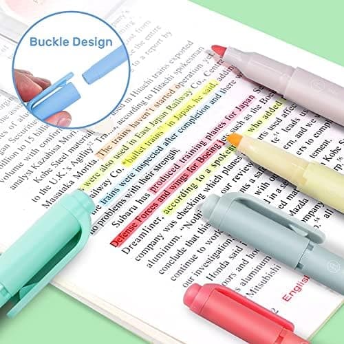 EooUooIP Textmarker Pastell - 12 Stück Doppelspitzen Textmarker, Verschiedene milde Farben, für Schulbüro Schreibwaren u