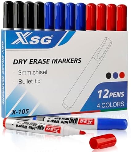 Whiteboard Marker 12er Pack Trocken Abwischbar Rundspitze 3mm Perfekt für Schule Büro Zuhause
