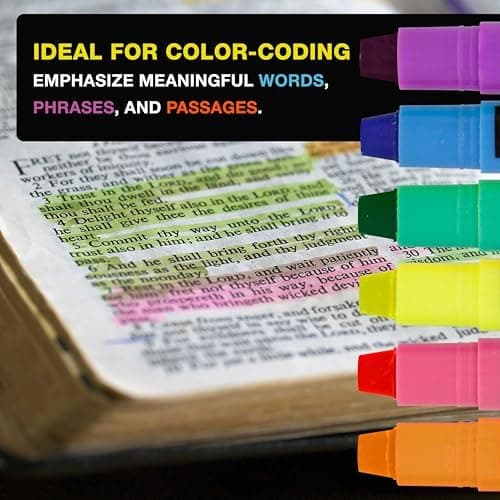 U.S. Office Supply Bibelsichere Gel-Highlighter - 6 Leuchtend Neone Farben - Keine Verschmierteverfärbung oder Eintrockn