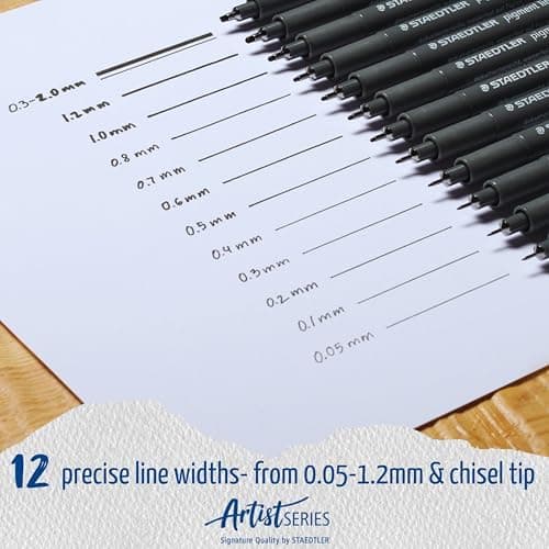 Staedtler Fineliner Schwarz, Set mit 6 Linienbreiten, hohe Qualität, Dokumentenecht, Montage, 308 SB6P
| Staedtler Pigm