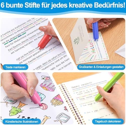 AECHY Glitzer Textmarker Set für Schüler & Künstler mit Farbwechsel & Glittereffekt - Büro & Schule Ideale Geschenke (6