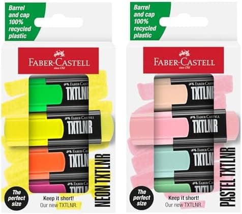 Faber-Castell 154218 Textmarker Set TXTLNR - 8 Pastell Marker für Kinder und Erwachsene | Dichte Farbgebung, Portabel De