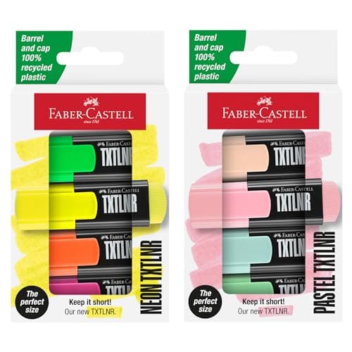 Faber-Castell 154218 Textmarker Set TXTLNR - 8 Pastell Marker für Kinder und Erwachsene | Dichte Farbgebung, Portabel De