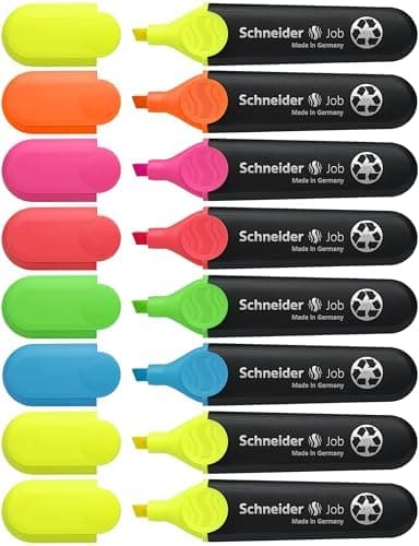 Schneider Job 150 Textmarker aus recyceltem Kunststoff für Klassenzimmer/shoppen Sortiert mit Der blaue Engel 8er Etui