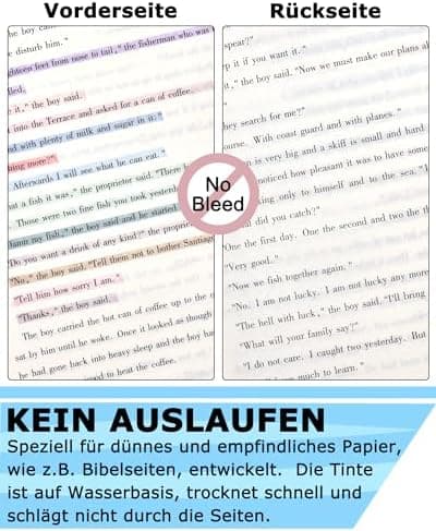 [12er-Pack] Ästhetische Textmarker für Schüler und Studierende mit weicher Keilspitze, No Bleed Bible Highlighter Pastel