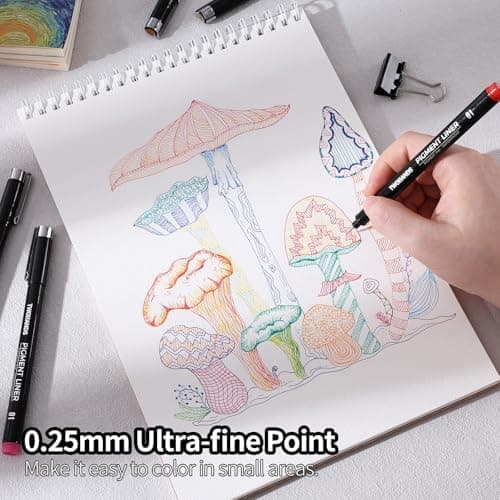 TWOHANDS Micro Fineliner Stifte 12 Farben, 0.25mm Ultrafeine Spitze, Wasserfest, für Künstler und Illustratoren, perfekt