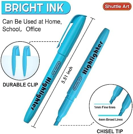 Shuttle Art Textmarker, 30 Stifte, Grün, schnell trocknender, ungiftiger, fluoreszierender Markierer für Erwachsene und