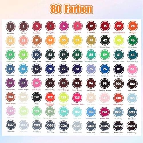 Chen Rui 60 Farben Alkohol Marker für Erwachsene und Kinder - Doppelspitze Pinsel & Meißel - Alkoholmarker für Malen, Sk