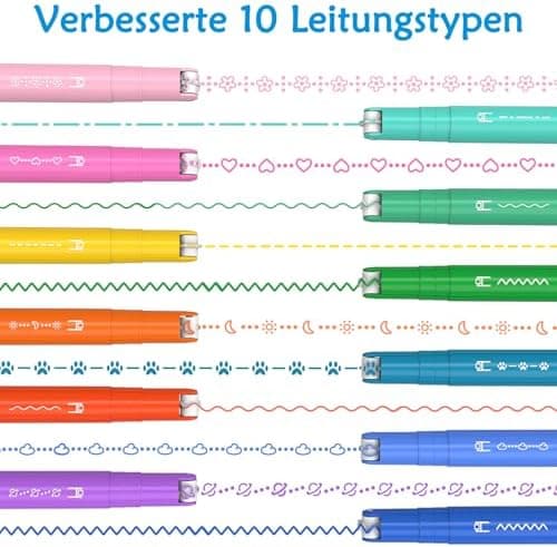 AECHY 12er Set Textmarker für Kreative, Studierende und Kinder - 10 Muster, 12 Farben, feine Linien und Highlighter - Ge