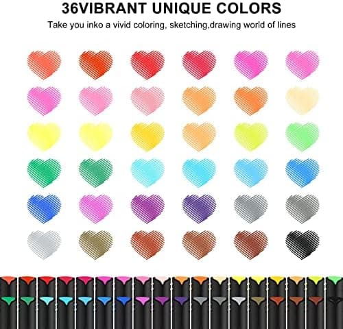 Finer Fineliner Stifte Beupro 24 Farben — Precision-Line Set 0,4mm, ideal für Kalligraphie, Design, Malerei und Comics f