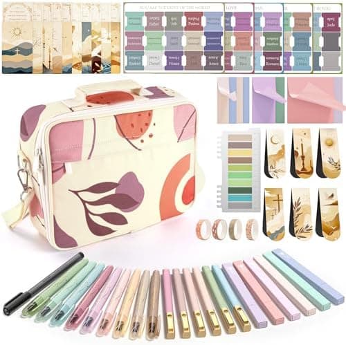 WEMATE 76 Bibelstudienzubehör mit Bibeletui &amp; 15 Textmarkern, perfekt für Bibel Journaling, christliche Geschenke fü